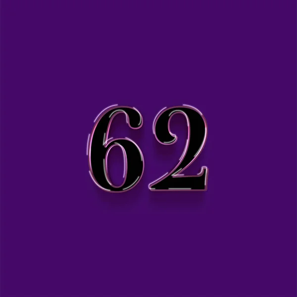 紫色の背景に3D 62番のイラスト — ストック写真