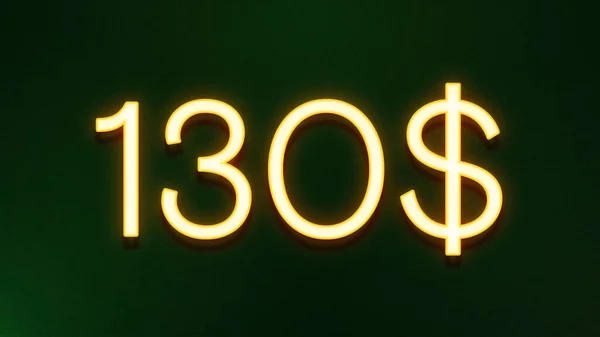 Arany Fény Szimbólum 130 Dollár Ikon Sötét Háttér — Stock Fotó
