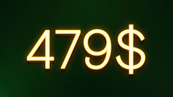 Gyllene Ljus Symbol För 479 Dollar Prisikon Mörk Bakgrund — Stockfoto