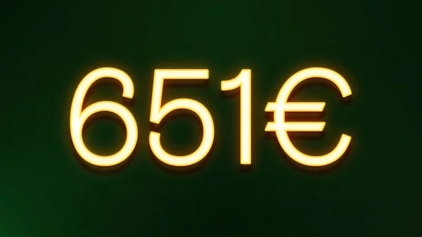 Gyllene Ljus Symbol För 651 Euro Prisikon Mörk Bakgrund — Stockfoto