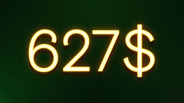 Gyllene Ljus Symbol För 627 Dollar Prisikon Mörk Bakgrund — Stockfoto