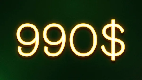 Gyllene Ljus Symbol För 990 Dollar Prisikon Mörk Bakgrund — Stockfoto