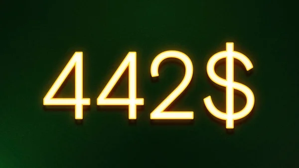 Símbolo Luz Dourada 442 Dólares Ícone Preço Fundo Escuro — Fotografia de Stock