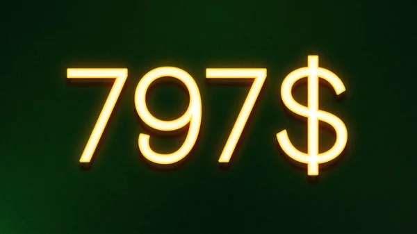 Gyllene Ljus Symbol 797 Dollar Prisikon Mörk Bakgrund — Stockfoto
