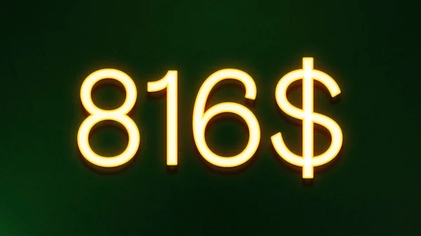 Zlaté Světlo Symbol 816 Dolarů Cena Ikona Tmavém Pozadí — Stock fotografie