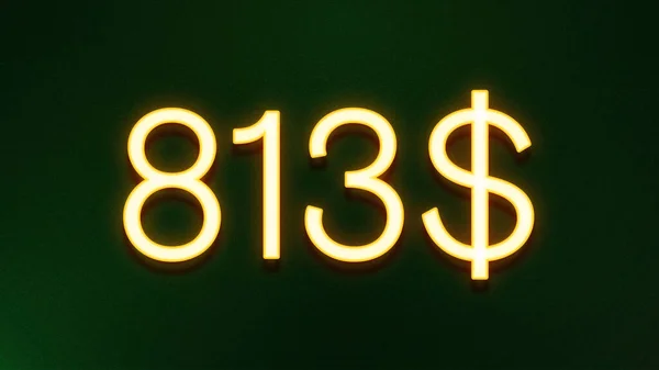 Símbolo Luz Dourada 813 Dólares Ícone Preço Fundo Escuro — Fotografia de Stock