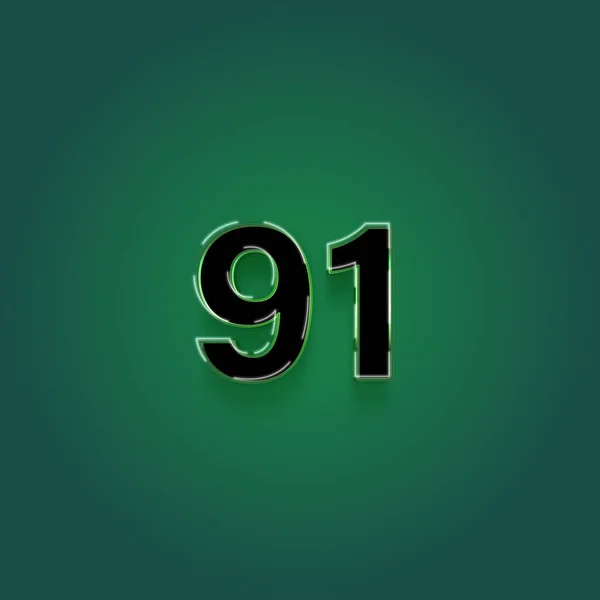 緑の背景に描かれた3D 91番のイラスト — ストック写真