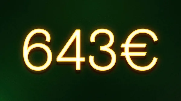 Golden Light Symbol 643 Euros Price Icon Dark Background — Stock Photo, Image
