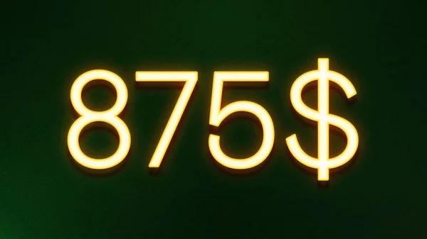Símbolo Luz Dourada 875 Dólares Ícone Preço Fundo Escuro — Fotografia de Stock