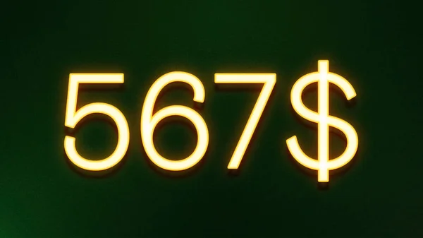 Gyllene Ljus Symbol För 567 Dollar Prisikon Mörk Bakgrund — Stockfoto