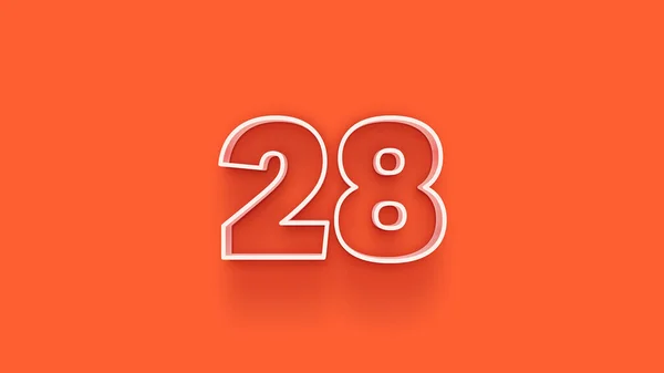 橙色背景上3D 28数字的图解 — 图库照片