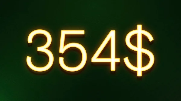 Goldenes Lichtsymbol Von 354 Dollar Preissymbol Auf Dunklem Hintergrund — Stockfoto
