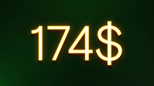 Símbolo Luz Dourada 174 Dólares Ícone Preço Fundo Escuro — Fotografia de Stock