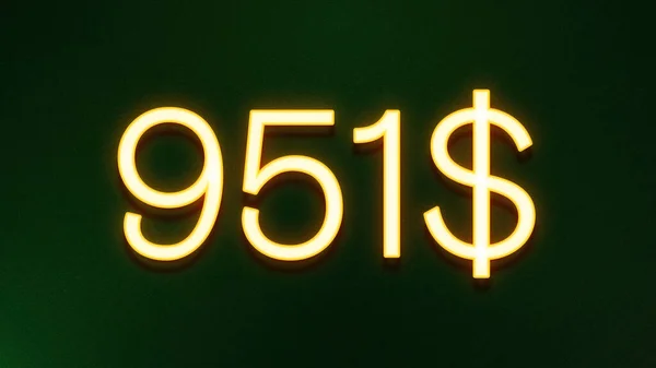 暗い背景に951ドルの価格アイコンの黄金の光のシンボル — ストック写真