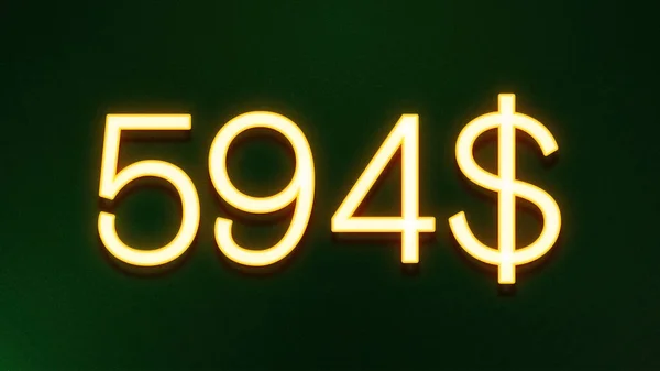 Gyllene Ljus Symbol För 594 Dollar Prisikon Mörk Bakgrund — Stockfoto