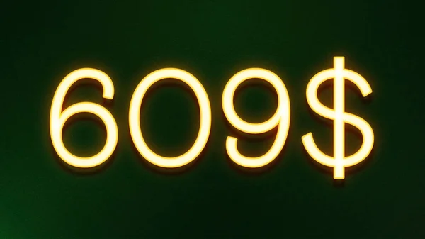 Χρυσό Σύμβολο Φωτός Του 609 Δολάρια Εικονίδιο Τιμή Σκούρο Φόντο — Φωτογραφία Αρχείου