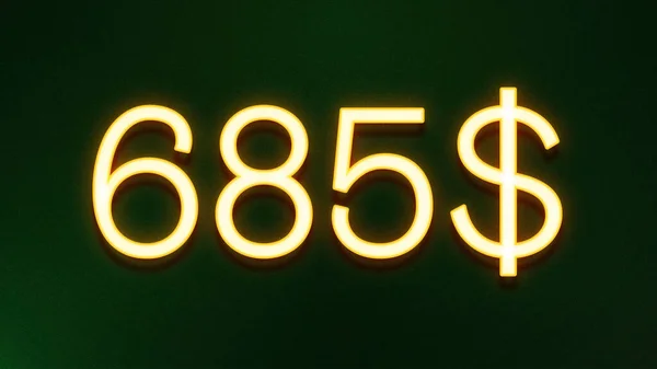 Koyu Arkaplanda 685 Dolarlık Altın Işık Simgesi — Stok fotoğraf