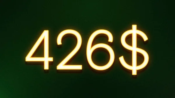 Gyllene Ljus Symbol För 426 Dollar Prisikon Mörk Bakgrund — Stockfoto