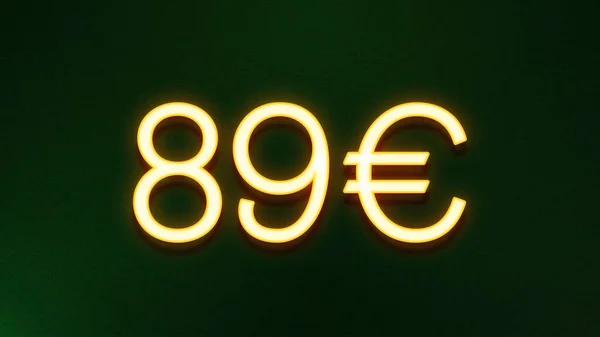 暗い背景に89ユーロの価格アイコンの黄金の光のシンボル — ストック写真