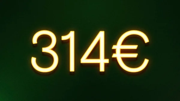 Gouden Lichtsymbool Van 314 Euro Prijskaartje Donkere Achtergrond — Stockfoto