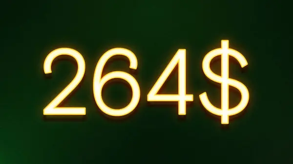 Gyllene Ljus Symbol För 264 Dollar Prisikon Mörk Bakgrund — Stockfoto