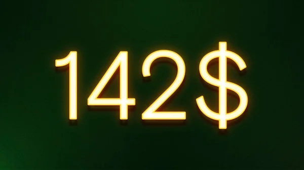 Símbolo Luz Dourada 142 Dólares Ícone Preço Fundo Escuro — Fotografia de Stock