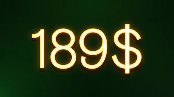 Золотой Светлый Символ Цены 189 Долларов Темном Фоне — стоковое фото