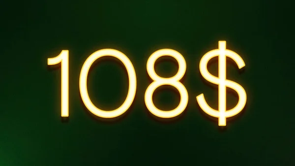 Koyu Arkaplanda 108 Dolarlık Altın Işık Simgesi — Stok fotoğraf