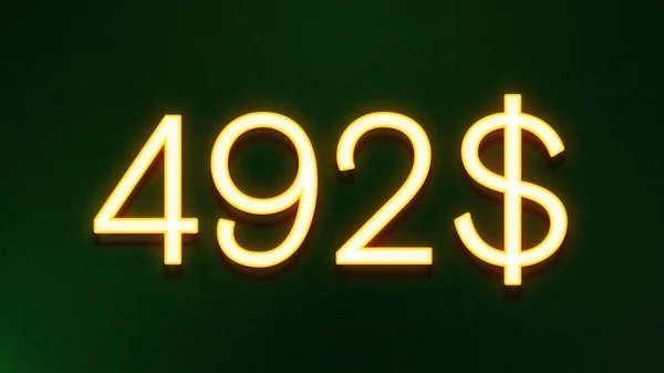 Símbolo Luz Dourada 492 Dólares Ícone Preço Fundo Escuro — Fotografia de Stock