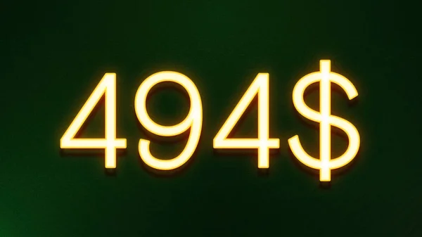 Gyllene Ljus Symbol För 494 Dollar Prisikon Mörk Bakgrund — Stockfoto