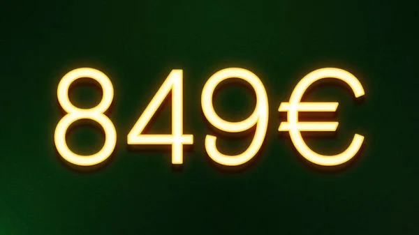 Gouden Lichtsymbool Van 849 Euro Prijskaartje Donkere Achtergrond — Stockfoto