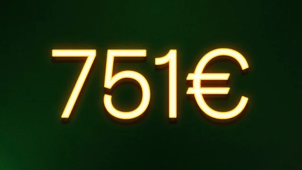 Símbolo Luz Dourada 751 Euros Ícone Preço Fundo Escuro — Fotografia de Stock