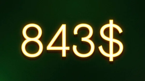 Símbolo Luz Dourada 843 Dólares Ícone Preço Fundo Escuro — Fotografia de Stock