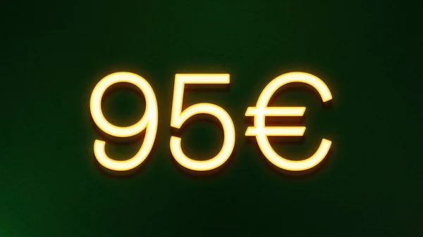 Golden light symbol of 95 euros price icon on dark background