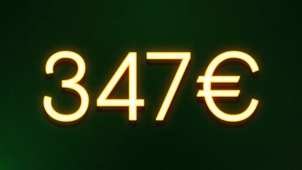 黑暗背景下347欧元价格图标的金光符号 — 图库照片