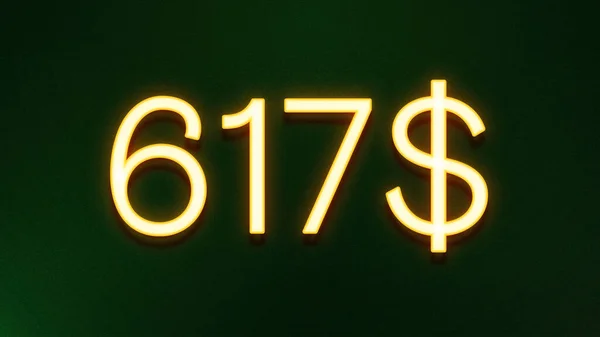 Símbolo Luz Dourada 617 Dólares Ícone Preço Fundo Escuro — Fotografia de Stock