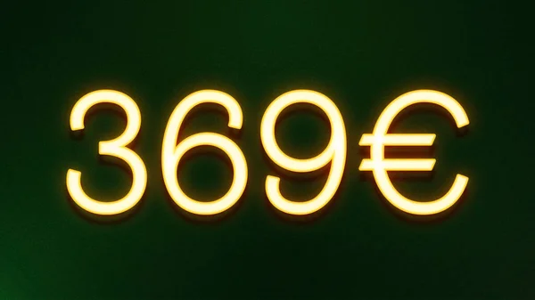 Gouden Lichtsymbool Van 369 Euro Prijspictogram Donkere Achtergrond — Stockfoto