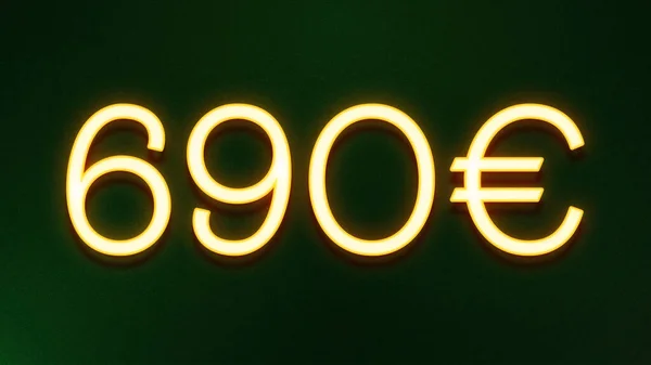 Gouden Lichtsymbool Van 690 Euro Prijskaartje Donkere Achtergrond — Stockfoto