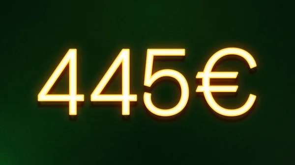 Gouden Lichtsymbool Van 445 Euro Prijskaartje Donkere Achtergrond — Stockfoto