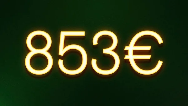 Gouden Lichtsymbool Van 853 Euro Prijskaartje Donkere Achtergrond — Stockfoto