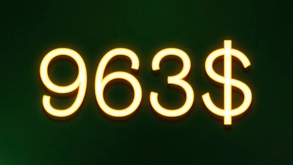 Koyu Arkaplanda 963 Dolarlık Altın Işık Simgesi — Stok fotoğraf