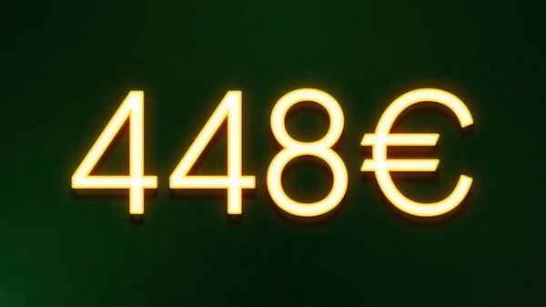 Gouden Lichtsymbool Van 448 Euro Prijskaartje Donkere Achtergrond — Stockfoto