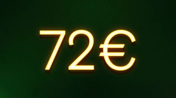 Golden light symbol of 72 euros price icon on dark background