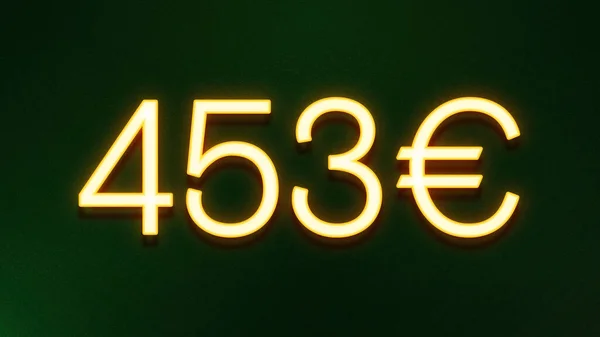 Gouden Lichtsymbool Van 453 Euro Prijskaartje Donkere Achtergrond — Stockfoto