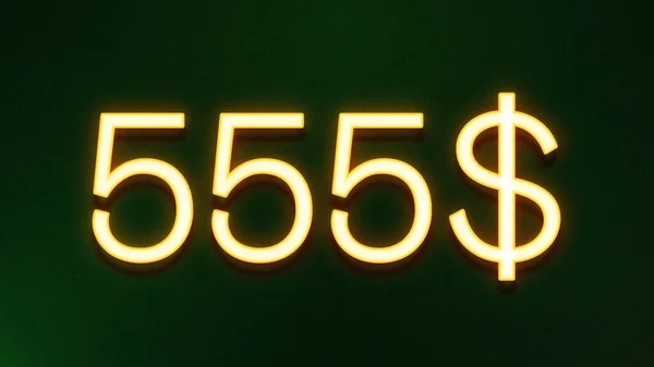 Золотой Светлый Символ Цены 555 Долларов Темном Фоне — стоковое фото