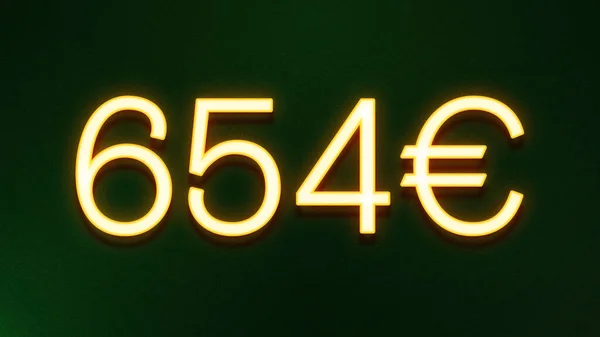 Símbolo Luz Dourada 654 Euros Ícone Preço Fundo Escuro — Fotografia de Stock