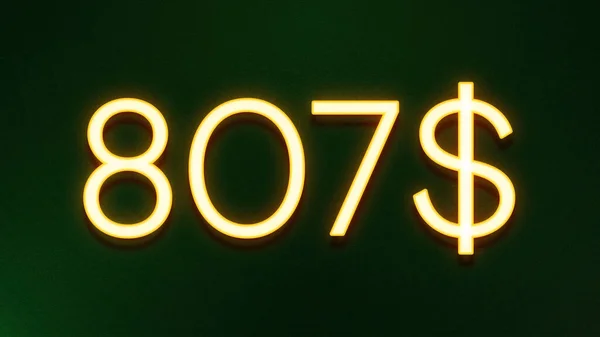Símbolo Luz Dourada 807 Dólares Ícone Preço Fundo Escuro — Fotografia de Stock
