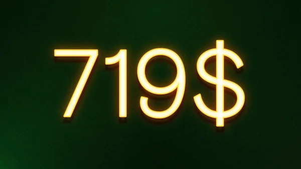 暗い背景に719ドルの価格アイコンの黄金の光のシンボル — ストック写真