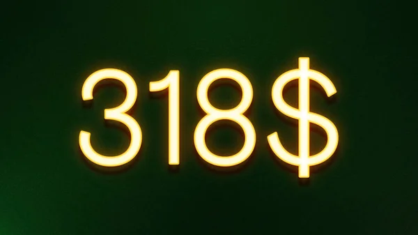 Goldenes Lichtsymbol Von 318 Dollar Preissymbol Auf Dunklem Hintergrund — Stockfoto