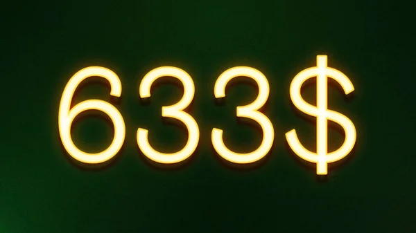 Złote Światło Symbol 633 Dolarów Cena Ikona Ciemnym Tle — Zdjęcie stockowe